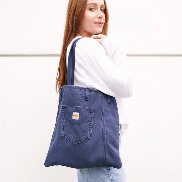 Custom made Reworked Carhartt Tote Bag with Overlock Stitch - Picture 3 of 3